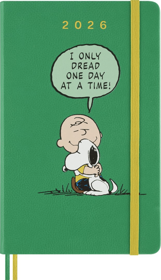 Moleskine Peanuts 2026 päivyri, englanninkielinen