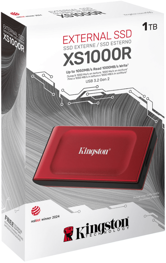 Kingston XS1000 1 Tb ulkoinen SSD-kiintolevy, punainen
