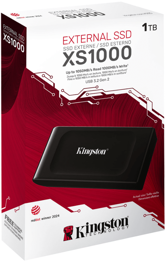 Kingston XS1000 1 Tb ulkoinen SSD-kiintolevy, musta