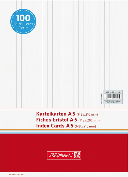 Brunnen kortistokortti A5