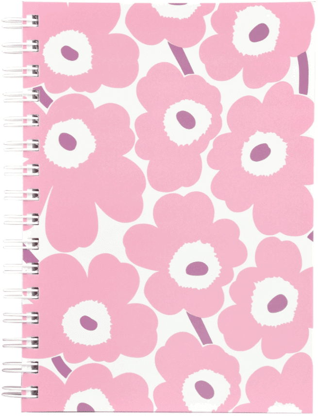 Marimekko Unikko kierrekirja A5, vaaleanpunainen