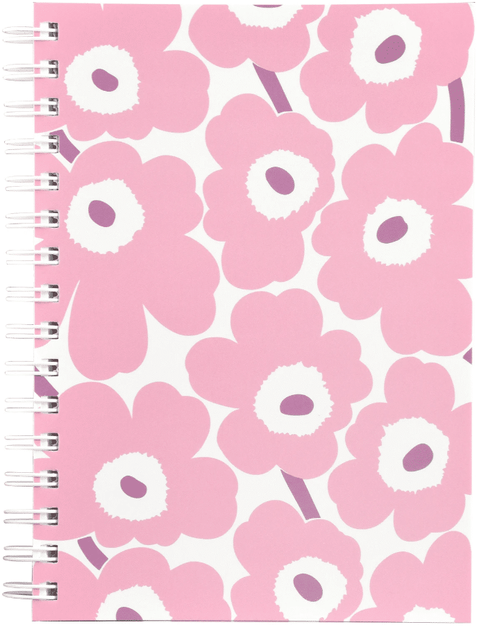Marimekko Unikko kierrekirja A5, vaaleanpunainen
