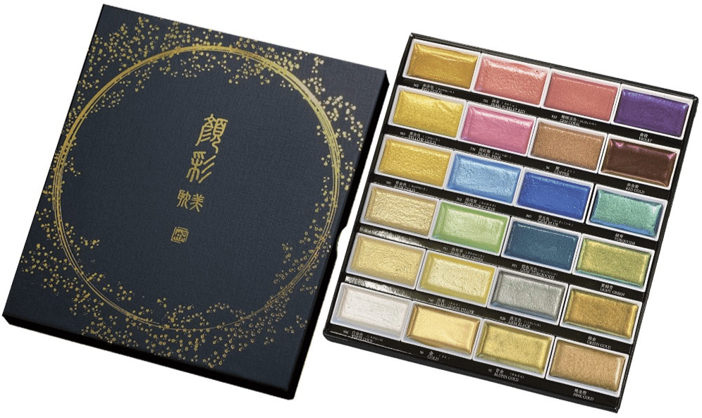 Kuretake Gansai Tambi akvarellisetti, 24 metallic väriä, lajitelma 2