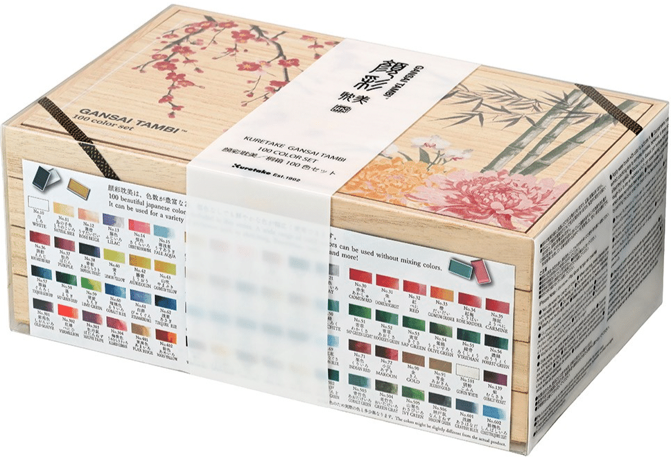 Kuretake Gansai Tambi akvarellisetti puurasiassa, 100 väriä