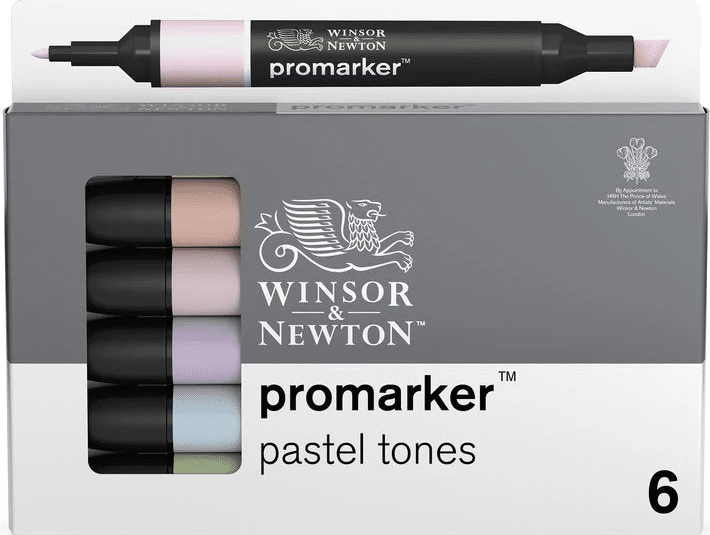 Winsor & Newton Promarker Pastel tones -lajitelma, 6 väriä
