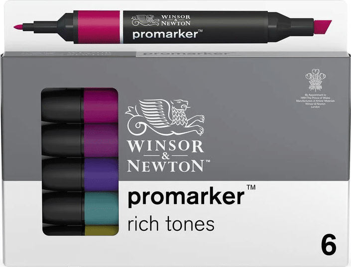 Winsor & Newton Promarker Rich tones -lajitelma, 6 väriä