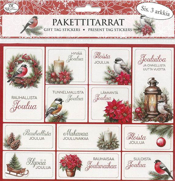 Joulupakettitarra Joululinnut, 3 arkkia/pss