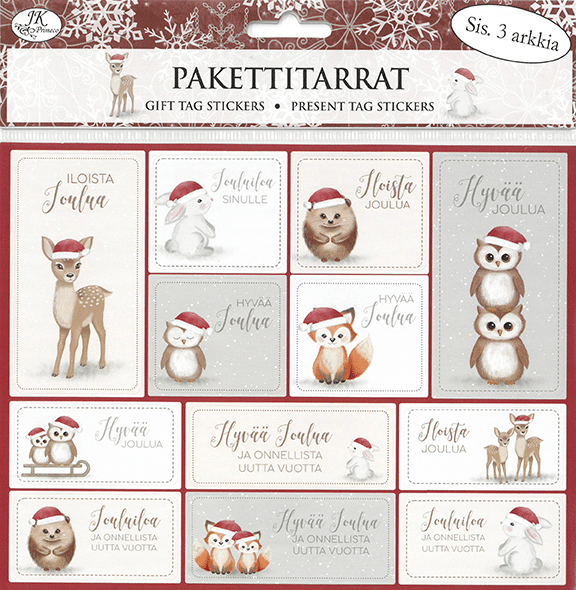 Joulupakettitarra Metsäneläimet joulu, 3 arkkia/pss