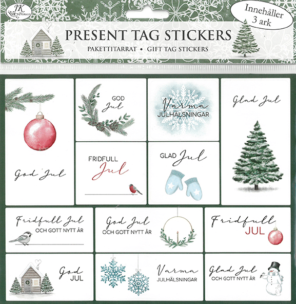 Present tag sticker Rimfrost, 3 ark