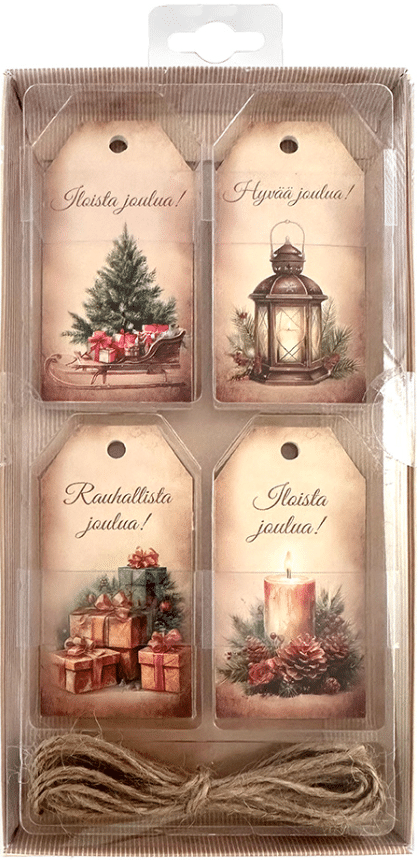 Joulupakettikorttisetti joulukuvat nostalgia, 20 kpl/pkt