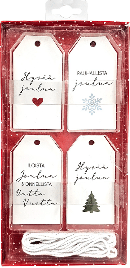 Joulupakettikorttisetti joulutekstit, 20 kpl/pkt