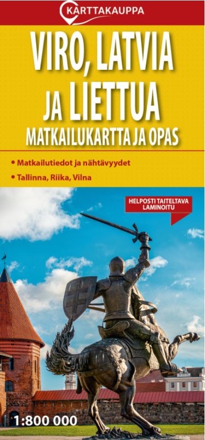 Viro, Latvia ja Liettua matkailukartta ja opas 1:1 000 000 (taitettu kartta) Suomen vanhin kirjakauppa - Vuodesta 1899