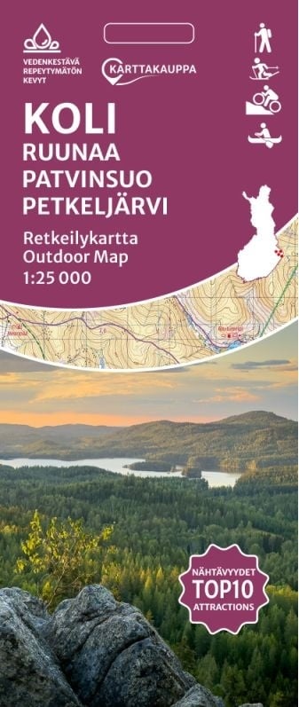 Koli, Ruunaa, Patvinsuo, Petkeljärvi retkeilykartta 1:25 000 (taitettu kartta) Koli, Ruunaa, Patvinsuo, Petkeljärvi retkeilykartta 1:25 000 (taitettu kartta) Suomen vanhin kirjakauppa - Vuodesta 1899
