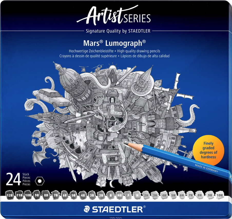 Staedtler Mars Lumograph 100 lyijykynäsetti, 24 kynää Staedtler Mars Lumograph 100 lyijykynäsetti, 24 kynää Suomen vanhin kirjakauppa - Vuodesta 1899