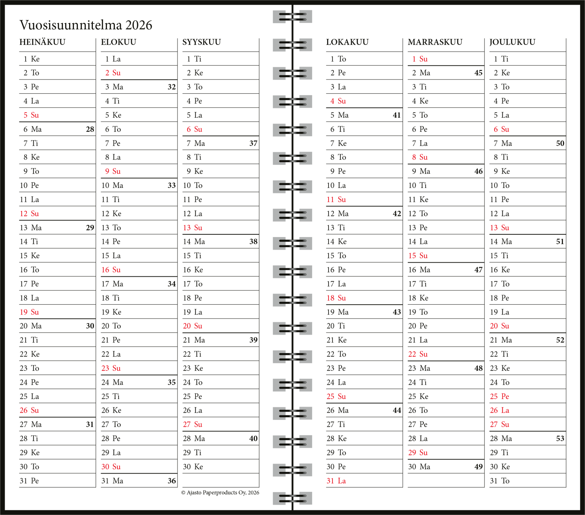 Simple 2026-2027 lukuvuosikalenteri, musta Simple 2026-2027 lukuvuosikalenteri, musta - Image 3