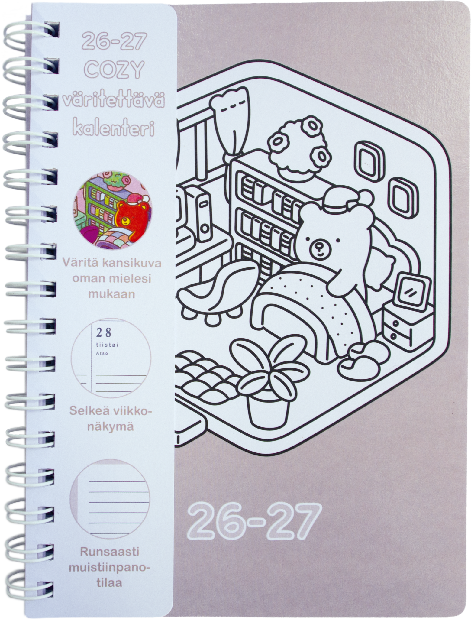 Cozy 2026-2027 väritettavä lukuvuosikalenteri, Karhu Cozy 2026-2027 väritettavä lukuvuosikalenteri, Karhu Suomen vanhin kirjakauppa - Vuodesta 1899