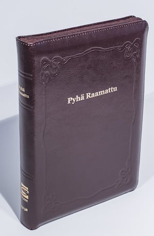 Pyhä Raamattu johdannoin 33/38 (isotekstinen, tummanruskea) : R46 vetoketjulla Pyhä Raamattu johdannoin 33/38 (isotekstinen, tummanruskea) : R46 vetoketjulla Suomen vanhin kirjakauppa - Vuodesta 1899