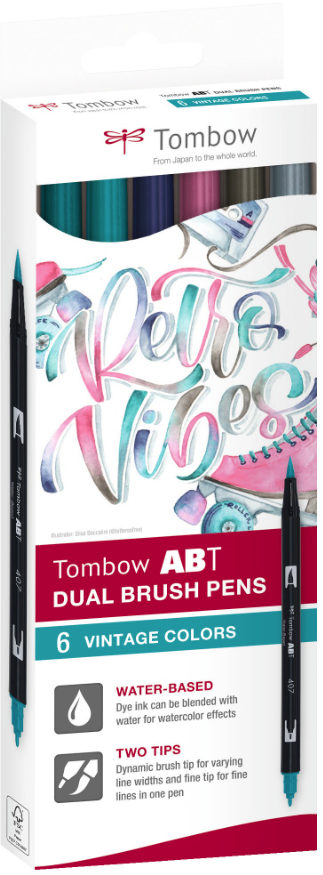 Tombow ABT Dual Vintage colors sivellinkynäsetti, 6 väriä Tombow ABT Dual Vintage colors sivellinkynäsetti, 6 väriä Suomen vanhin kirjakauppa - Vuodesta 1899