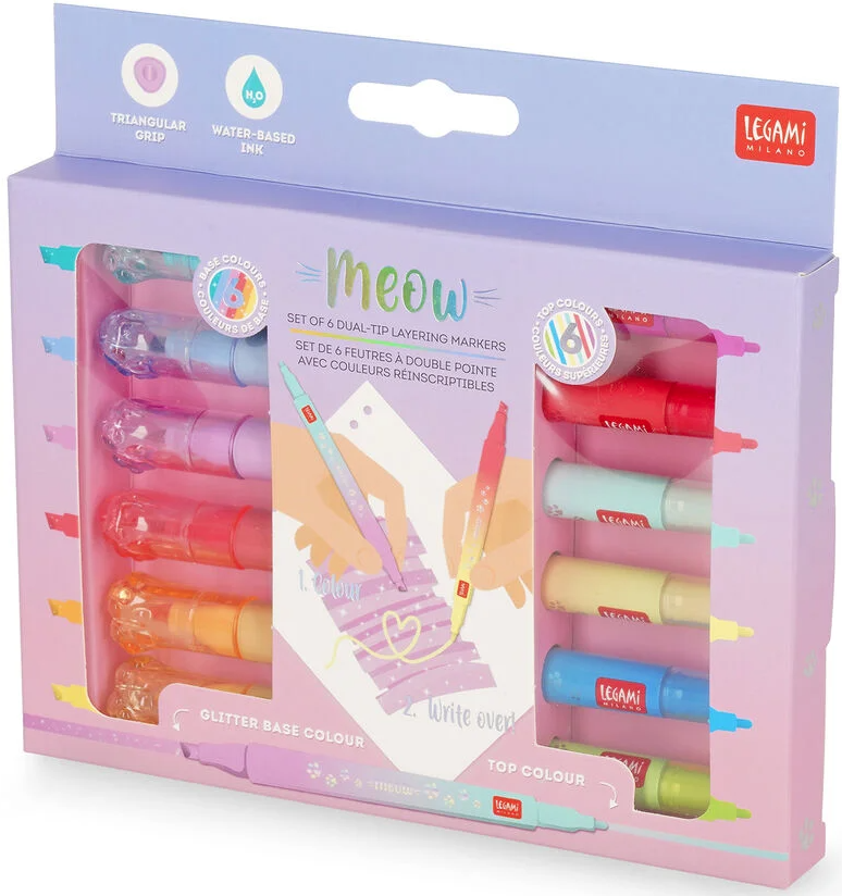 Legami Meow dual marker huopakynät, 6 väriä Legami Meow dual marker huopakynät, 6 väriä Suomen vanhin kirjakauppa - Vuodesta 1899