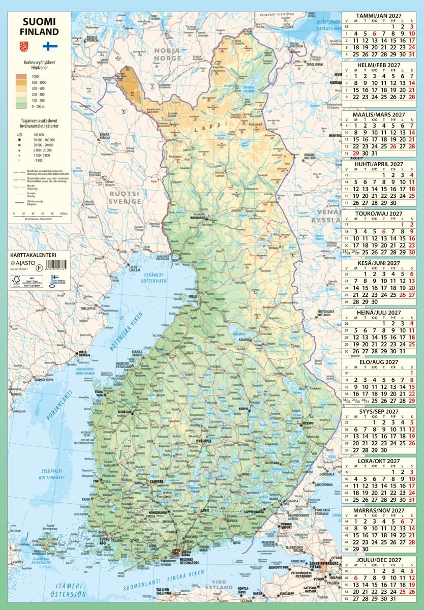 Karttakalenteri 2027 Karttakalenteri 2027 Suomen vanhin kirjakauppa - Vuodesta 1899