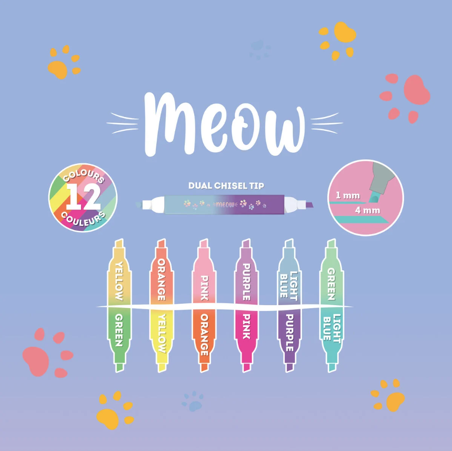 Legami Meow dual tip korostuskynät, 12 väriä Legami Meow dual tip korostuskynät, 12 väriä - Image 7