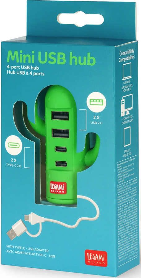 Legami Kaktus Mini usb-hubi, 4-porttia Legami Kaktus Mini usb-hubi, 4-porttia