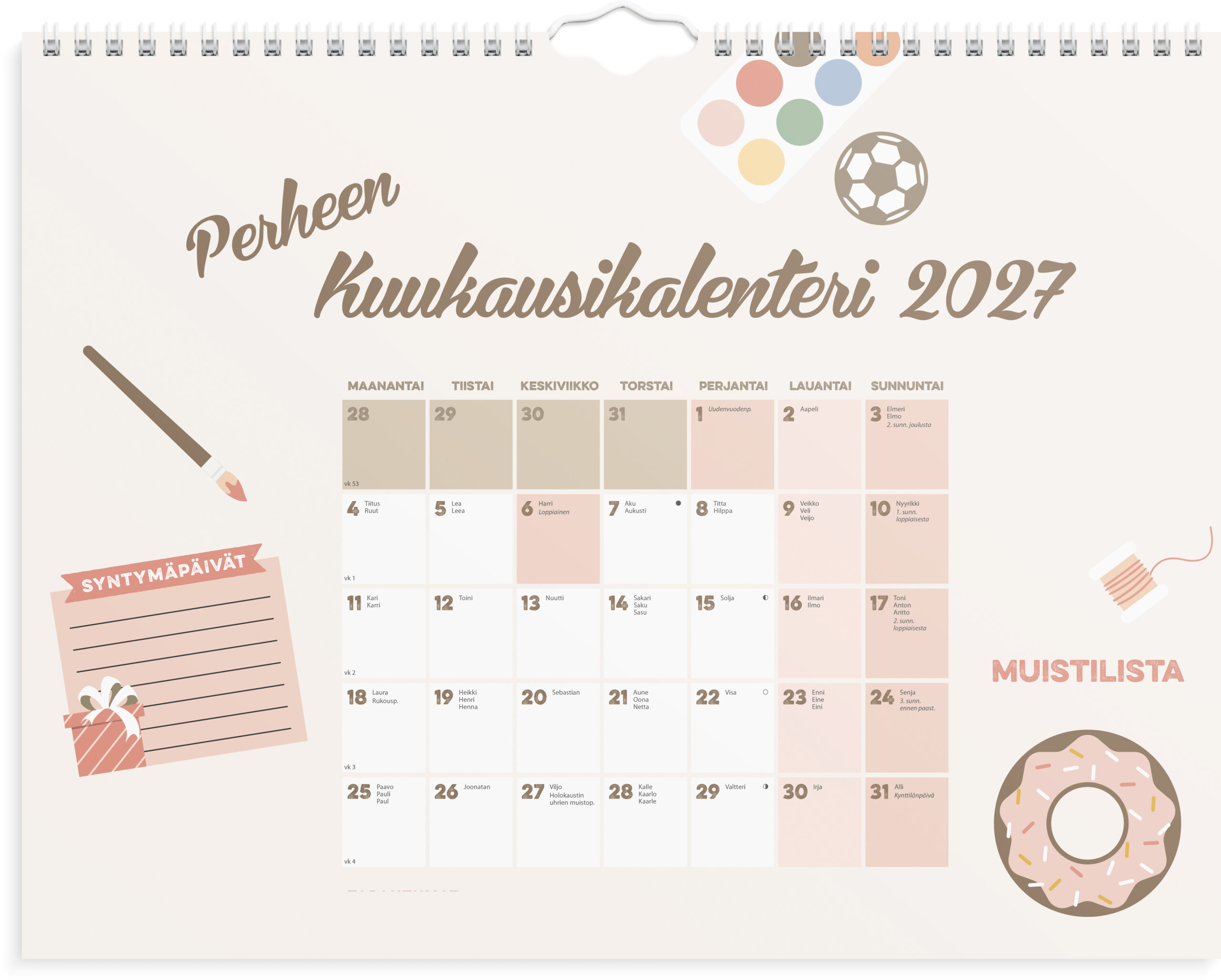 Perheen kuukausikalenteri 2027 Perheen kuukausikalenteri 2027 Suomen vanhin kirjakauppa - Vuodesta 1899
