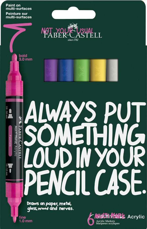 Faber-Castell Multimark akryylitussit, 6 vibrant väriä Faber-Castell Multimark akryylitussit, 6 vibrant väriä Suomen vanhin kirjakauppa - Vuodesta 1899