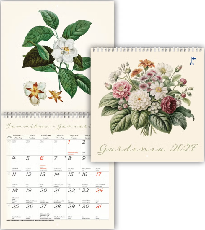 Gardenia 2027 seinäkalenteri Gardenia 2027 seinäkalenteri Suomen vanhin kirjakauppa - Vuodesta 1899