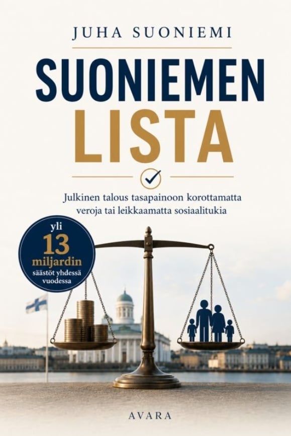 Suoniemen lista : julkinen talous tasapainoon korottamatta veroja tai leikkaamatta sosiaalitukia Suoniemen lista : julkinen talous tasapainoon korottamatta veroja tai leikkaamatta sosiaalitukia Suomen vanhin kirjakauppa - Vuodesta 1899