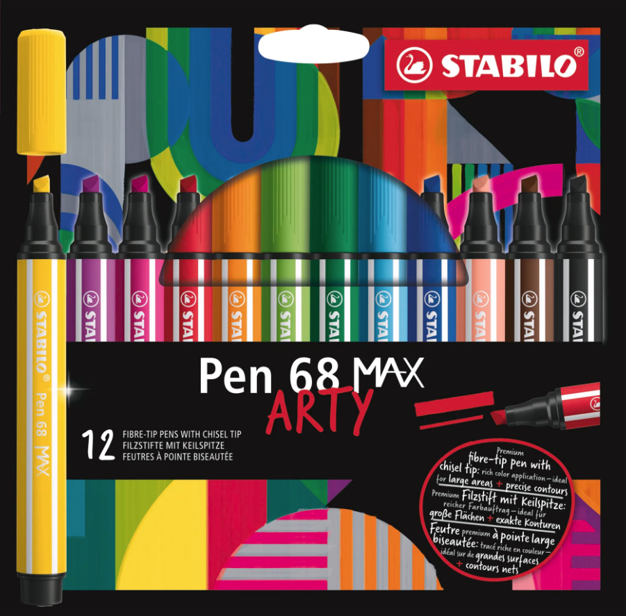 Stabilo Pen 68 MAX Arty kuitukynälajitelma, 12 väriä Stabilo Pen 68 MAX Arty kuitukynälajitelma, 12 väriä Suomen vanhin kirjakauppa - Vuodesta 1899